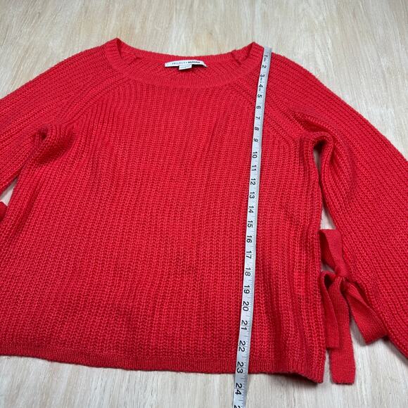 Project Naadam Coral Pink Open Knit Bell Sleeve Tied Bow Pullover Sweater Small - Picture 11 of 15